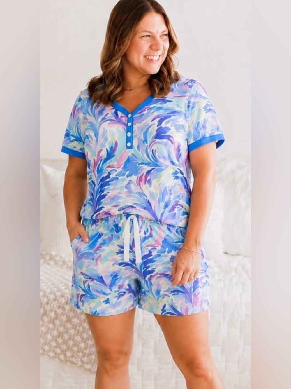 NWT Ally Jean Boutique Plus Size 2 Piece Short Pajama Set - Size 2XL